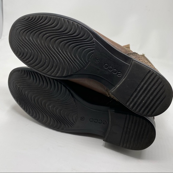 Ecco Moto Ankle Boots Brown 38 Leather Booties - Picture 10 of 14